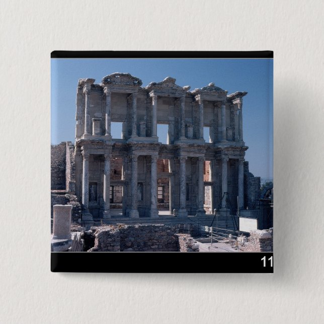 Bóton Quadrado 5.08cm Biblioteca de Celsus, construída no ANÚNCIO 135 (Frente)