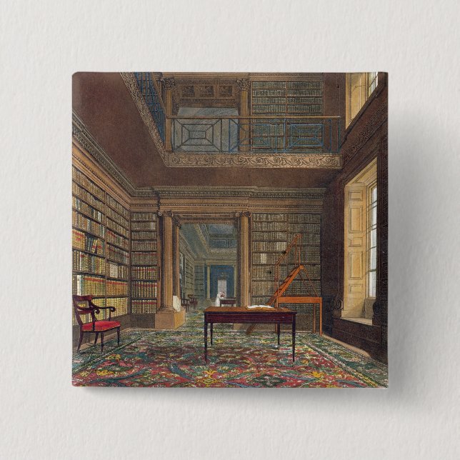 Bóton Quadrado 5.08cm Biblioteca de faculdade de Eton, da "história de (Frente)