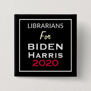 Bóton Quadrado 5.08cm Bibliotecários Da BIDEN HARRIS Black Red Square