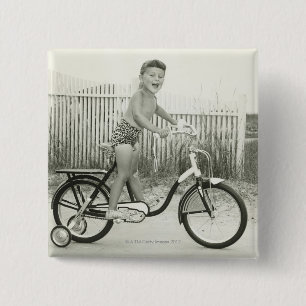 Bóton Quadrado 5.08cm Bicicleta da equitação da menina