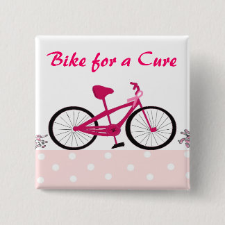 Bóton Quadrado 5.08cm Bicicleta pela Cura - Bicicleta Rosa