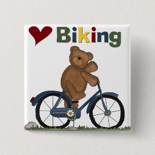 Bóton Quadrado 5.08cm Bicicleta que azul eu amo Biking o camiseta e os