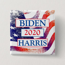 Bóton Quadrado 5.08cm Biden e Harris 2020 Eleição da bandeira americana