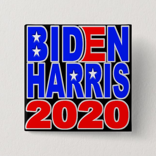Bóton Quadrado 5.08cm Biden Harris 2020 (Frente)