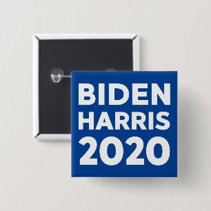 Bóton Quadrado 5.08cm Biden Harris 2020 em negrito texto sobre eleiçõe