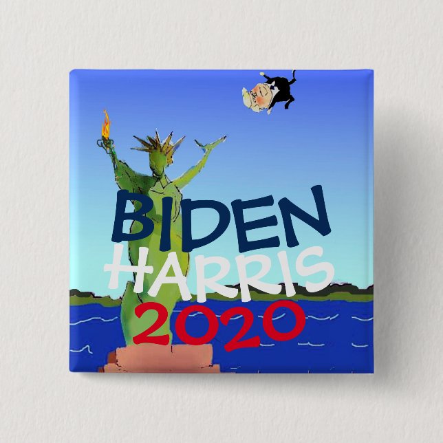 Bóton Quadrado 5.08cm Biden Harris Anti Trump Vote em Democrata 2020 (Frente)
