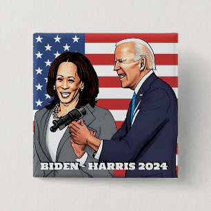 Bóton Quadrado 5.08cm Biden - Harris Eleição Presidencial Dos EUA em 2