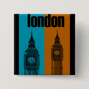 Bóton Quadrado 5.08cm Big Ben em Londres