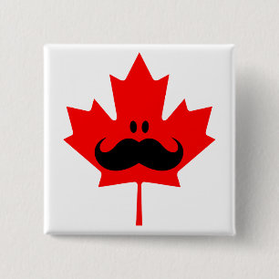 Bóton Quadrado 5.08cm Bigode de Canadá - um bigode no bordo vermelho