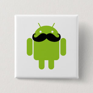 Bóton Quadrado 5.08cm Bigode do ícone do robô do Android