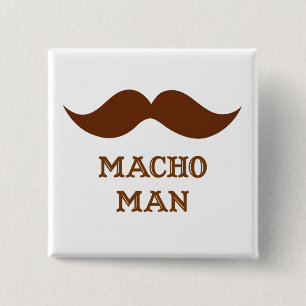 Bóton Quadrado 5.08cm Bigode Macho Engraçado