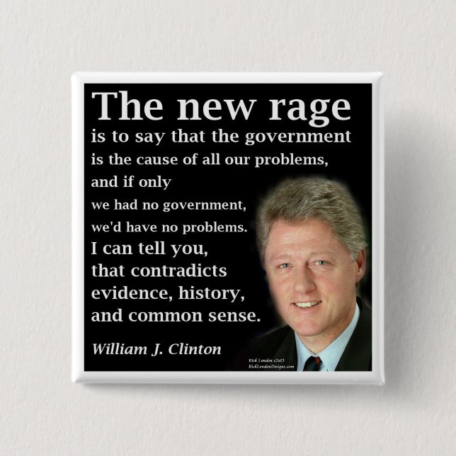 Bóton Quadrado 5.08cm Bill Clinton Sem Cotação de Governo (Frente)