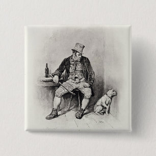 Bóton Quadrado 5.08cm Bill Sykes e seu cão, 'de Charles Dickens: UM G