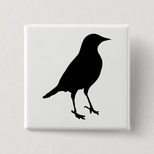 Bóton Quadrado 5.08cm Bird Silhouette