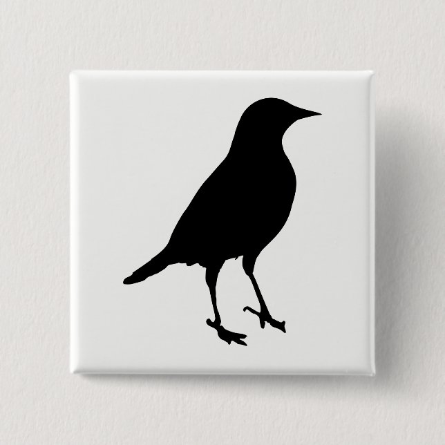 Bóton Quadrado 5.08cm Bird Silhouette (Frente)