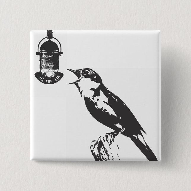 BÓTON QUADRADO 5.08CM BIRD SINGING (Frente)