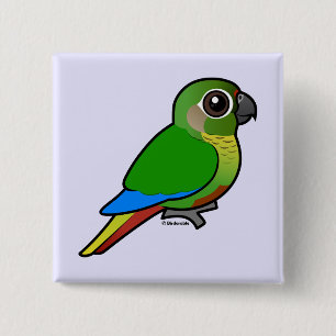 Bóton Quadrado 5.08cm Birdorable Marrom-inchou o Parakeet