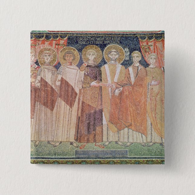 Bóton Quadrado 5.08cm Bishop de concessão de Constantim IV privilégios (Frente)