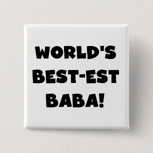 Bóton Quadrado 5.08cm Black Text Best Baba T-shirts e presentes