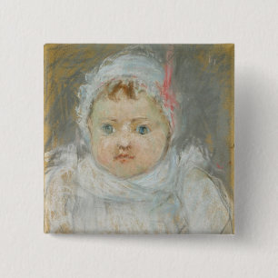 Bóton Quadrado 5.08cm Blanche Pontillon como um bebê, 1872 (pastel no
