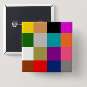 Bóton Quadrado 5.08cm Blocos de Cores Negritas Multicoloridos Design