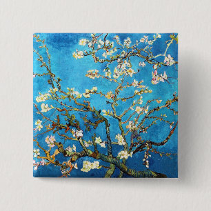 Bóton Quadrado 5.08cm Blossoming Almond Tree Van Gogh Fine Art