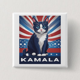 Bóton Quadrado 5.08cm Blue Cat para Kamala 2024 Democrata Eleitoral dos 