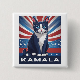 Bóton Quadrado 5.08cm Blue Cat para Kamala 2024 Democrata Eleitoral dos