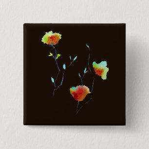 Bóton Quadrado 5.08cm Blue Hawaii - Folhagem tropical