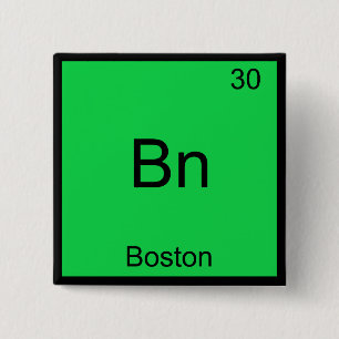 Bóton Quadrado 5.08cm Bn - Símbolo de Elemento Químico da Cidade de Bost