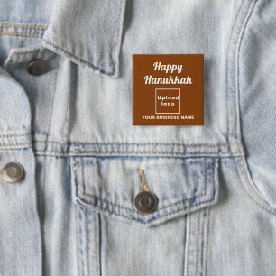 Bóton Quadrado 5.08cm Boas saudações de Hanukkah no Botão Quadrado Brown