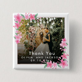 Bóton Quadrado 5.08cm Boas-vindas ao casamento do Frame de Ouro Floral R