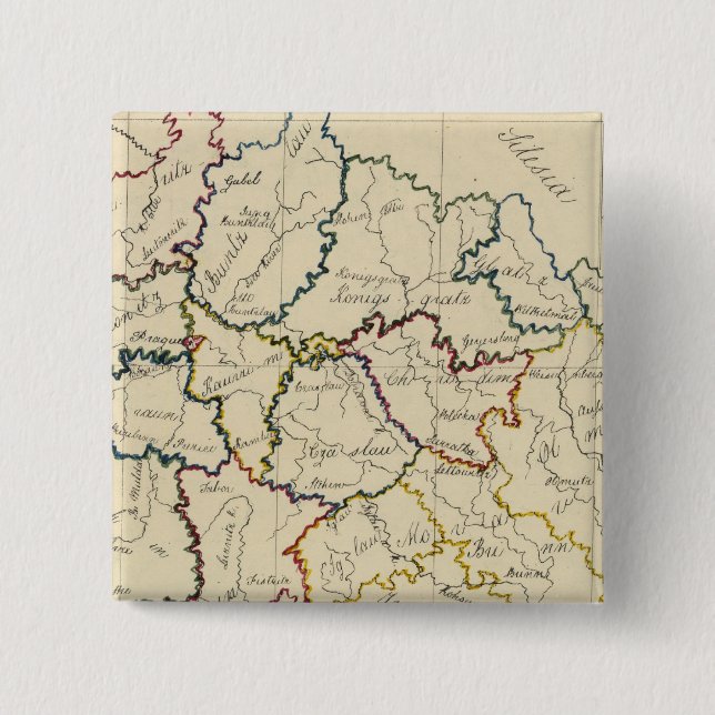 Bóton Quadrado 5.08cm Boêmia, Morávia, Silésia Austríaca (Frente)