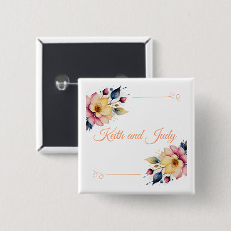 Bóton Quadrado 5.08cm Boho Peachy Floral