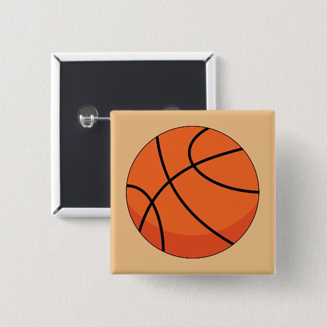 Bóton Quadrado 5.08cm Bola de Basquete de Cartoon (Frente & Verso)