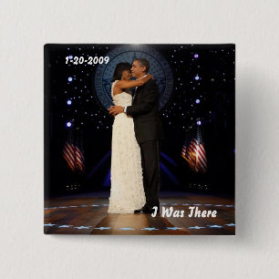 Bóton Quadrado 5.08cm Bola inaugural eu estava lá botão