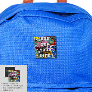 Bóton Quadrado 5.08cm Bold Pop Art Runner Jogger