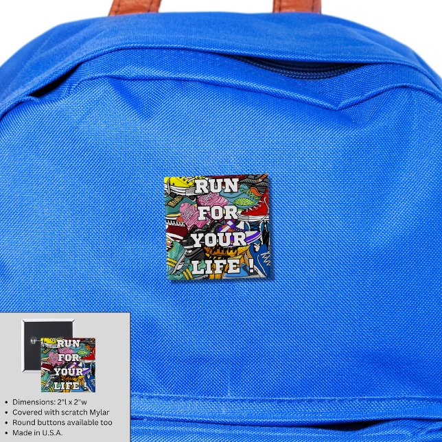 Bóton Quadrado 5.08cm Bold Pop Art Runner Jogger (Criador carregado)