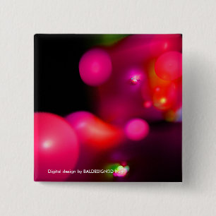BÓTON QUADRADO 5.08CM BOLHAS FRACTAIS PRETAS DE PINK FUCHSIA