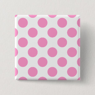 Bóton Quadrado 5.08cm Bolinhas brancas e rosa