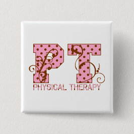 Bóton Quadrado 5.08cm bolinhas cor-de-rosa e marrons da pinta