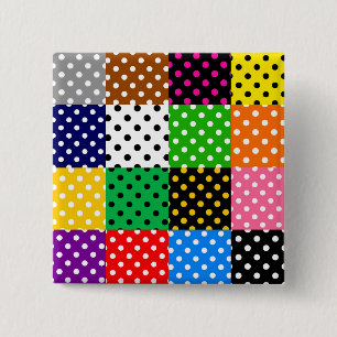 Bóton Quadrado 5.08cm Bolinhas de Quilt de Patchwork Multicolor