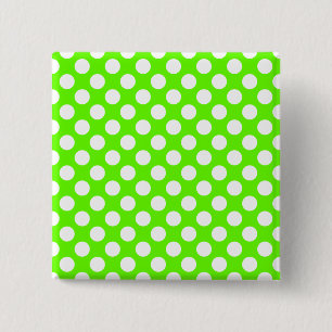 Bóton Quadrado 5.08cm Bolinhas do verde limão e do branco