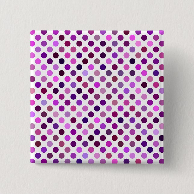 Bóton Quadrado 5.08cm Bolinhas rosa e roxa (Frente)