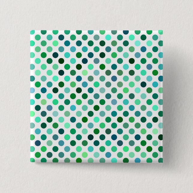 Bóton Quadrado 5.08cm Bolinhas verde e azul (Frente)