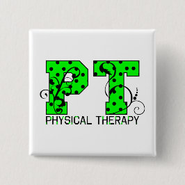 Bóton Quadrado 5.08cm bolinhas verdes e pretas