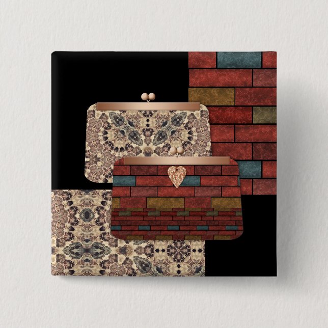 Bóton Quadrado 5.08cm bolsas na moda (Frente)