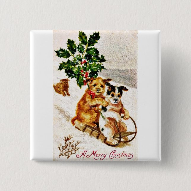 Bóton Quadrado 5.08cm Bom Natal velho (Frente)