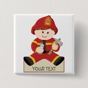 Bóton Quadrado 5.08cm bombeiro pequeno do sapador-bombeiro