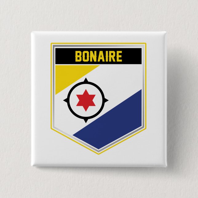 Bóton Quadrado 5.08cm Bonaire Flag Shield (Frente)